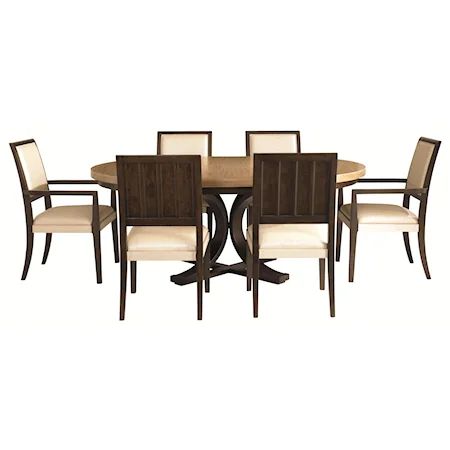 Round Dining Table and Six Chair Set